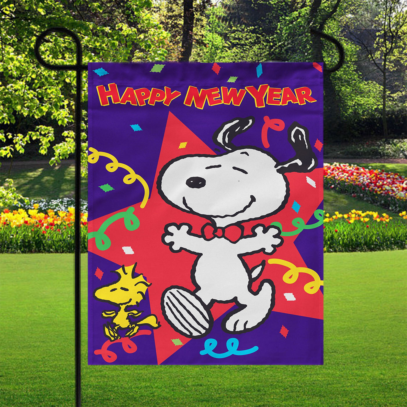 New Years Snoopy Garden Flags Yard Outdoor Lawn 12 X 18