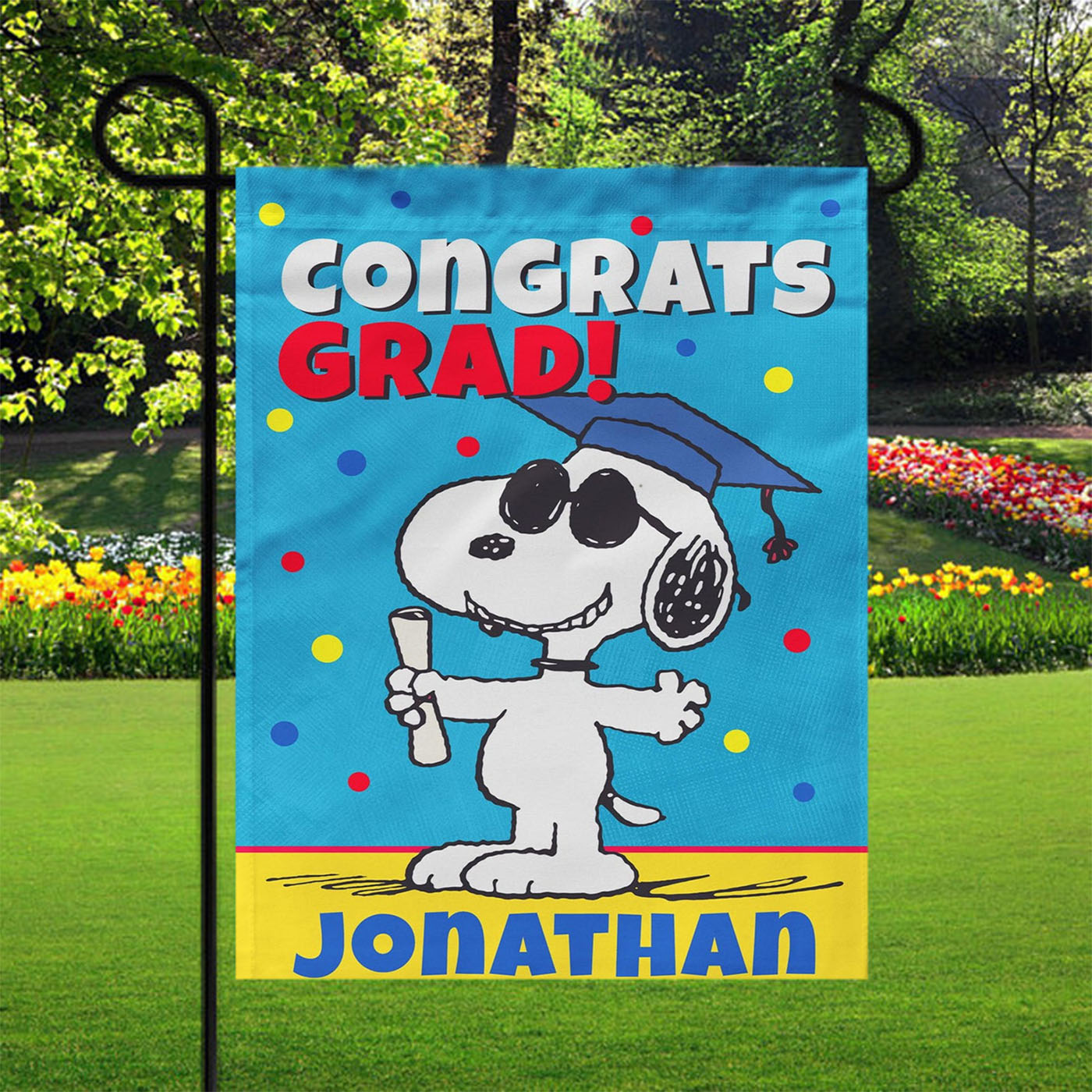 Personalized Snoopy Graduation Garden Flags Yard Outdoor Lawn 12 X 18