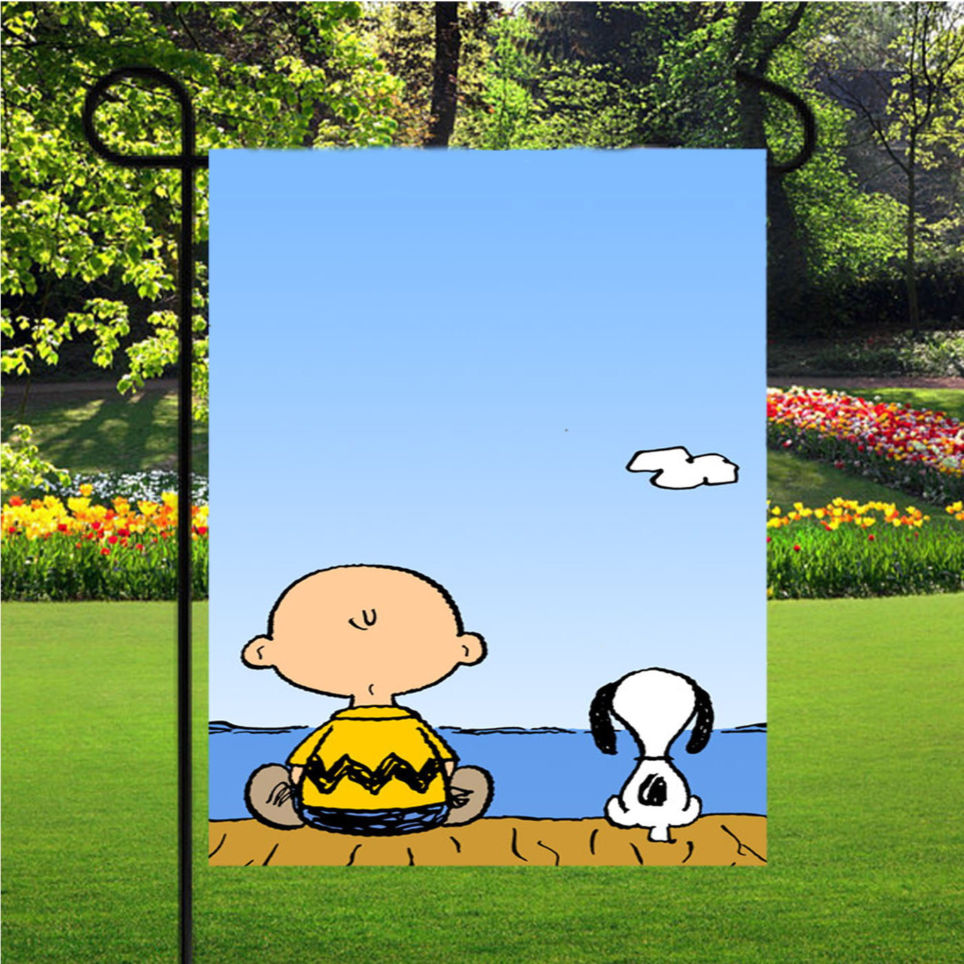 Snoopy And Charlie Brown Garden Flags Yard Outdoor Lawn 12 X 18