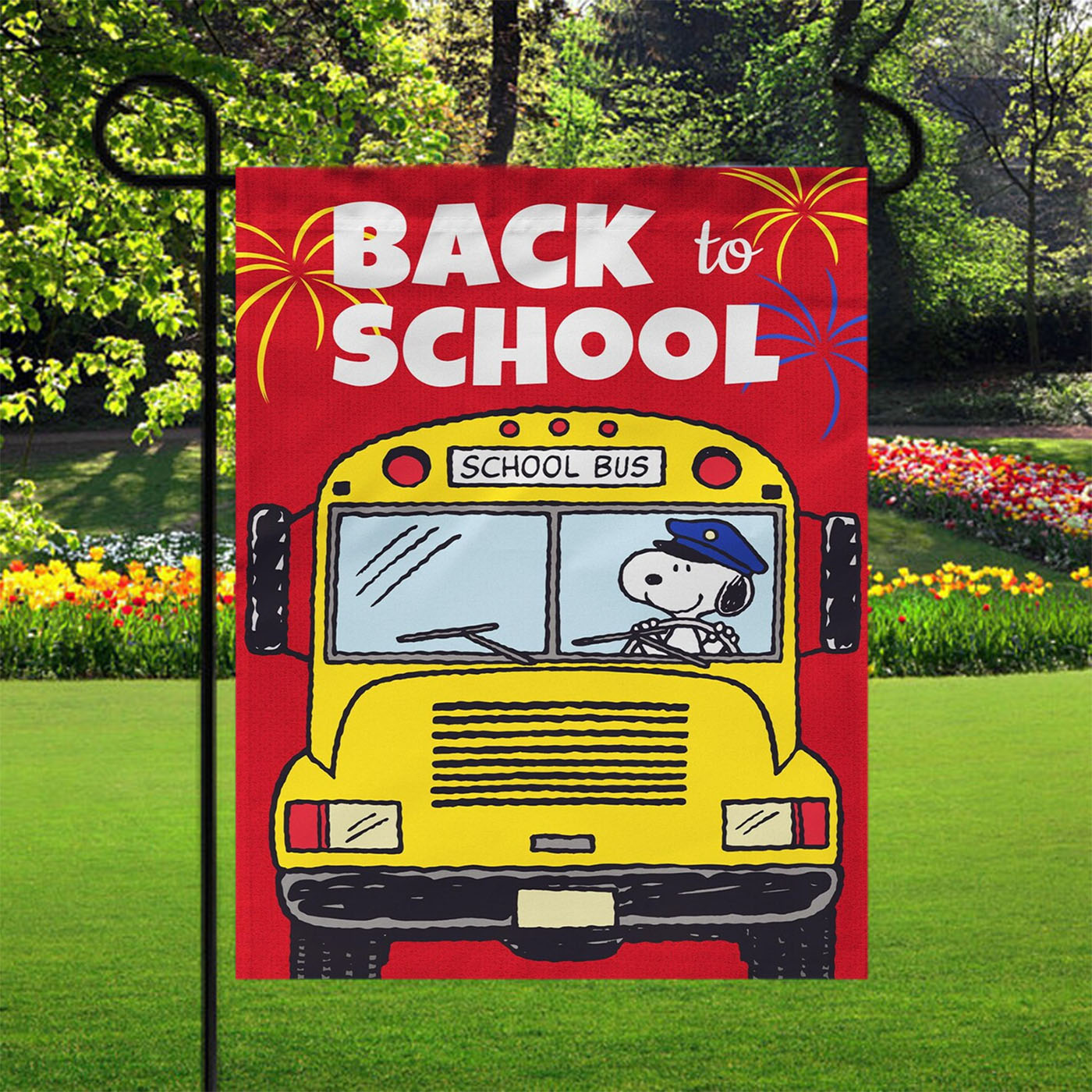 Snoopy Back To School 2 Garden Flags Yard Outdoor Lawn 12 X 18