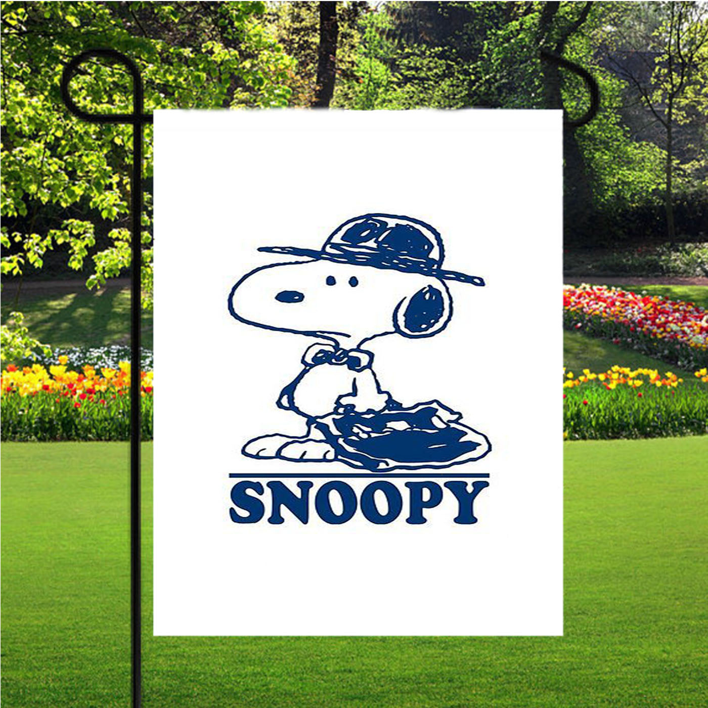 Snoopy Blue Line Garden Flags Yard Outdoor Lawn 12 X 18