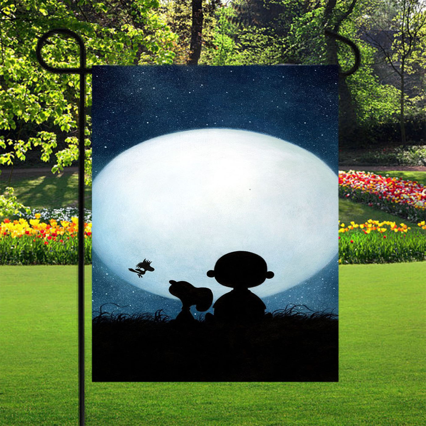 Snoopy Charlie Brown And Moon Garden Flags Yard Outdoor Lawn 12 X 18