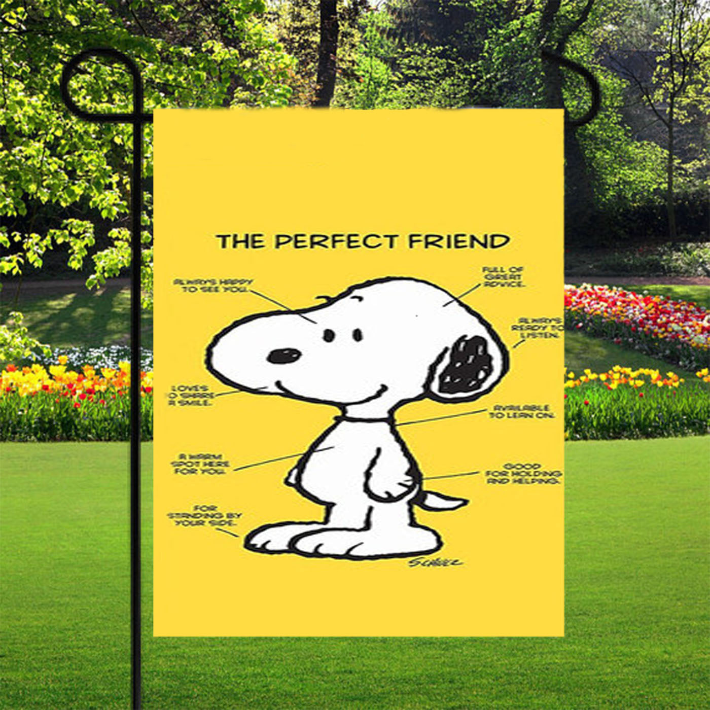 Snoopy Dog Perfect Friend Garden Flags Yard Outdoor Lawn 12 X 18