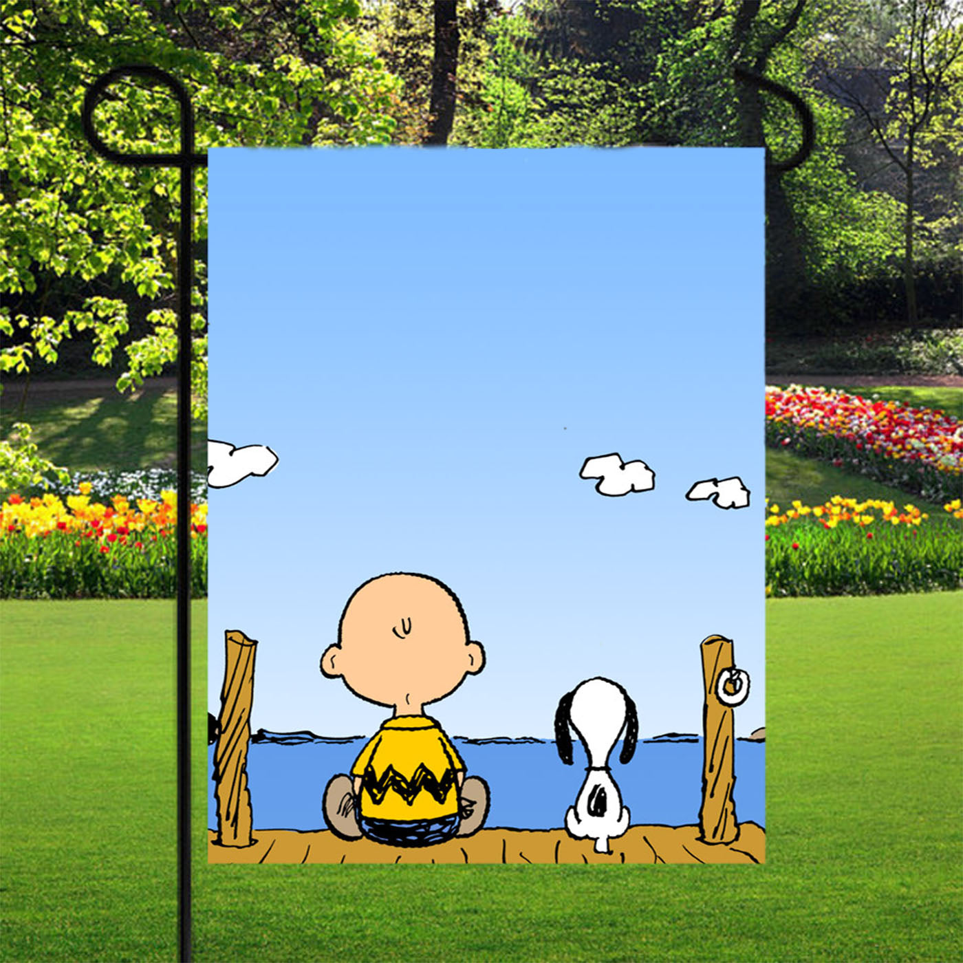 Snoopy Fishing Garden Flags Yard Outdoor Lawn 12 X 18