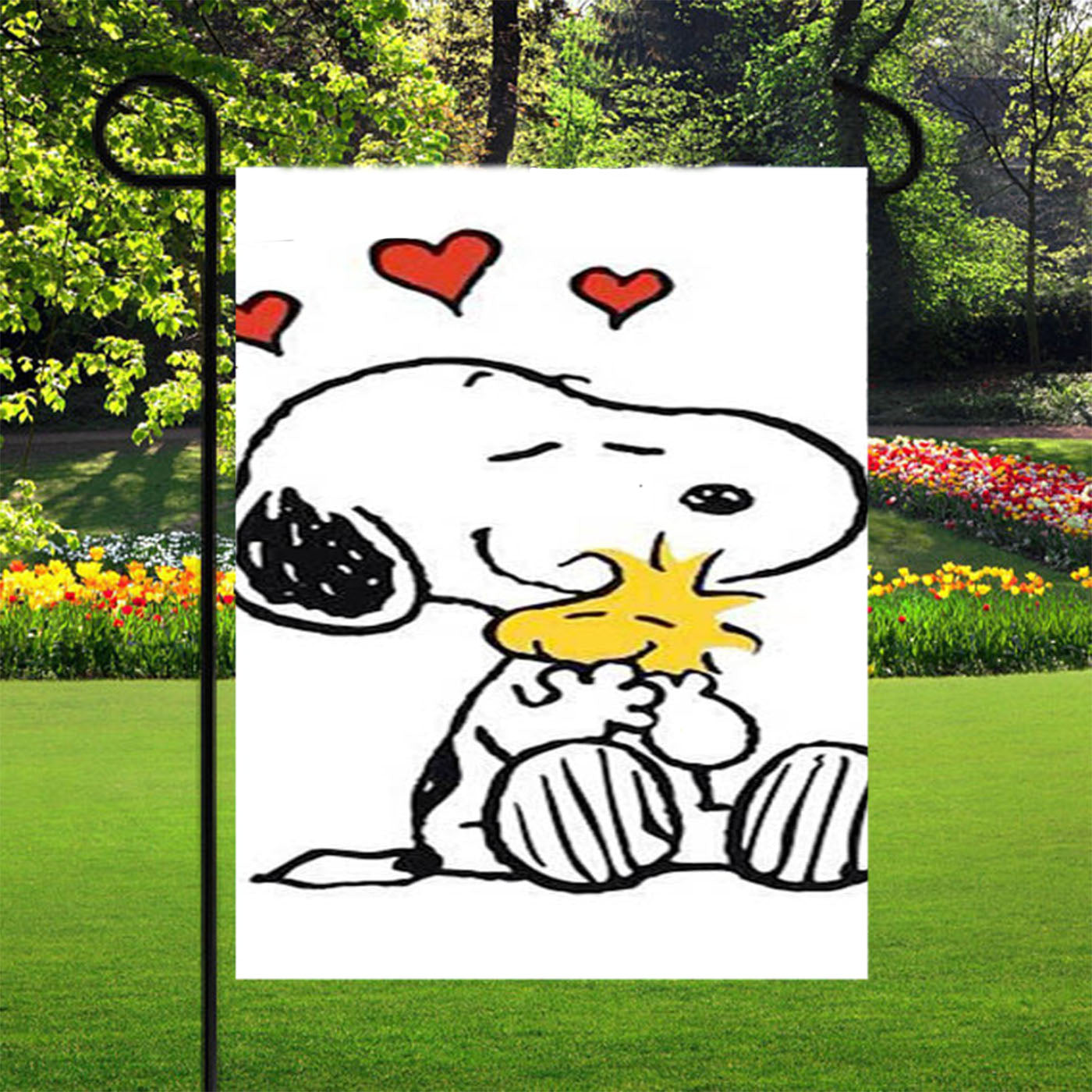 Snoopy Hug Garden Flags Yard Outdoor Lawn 12 X 18
