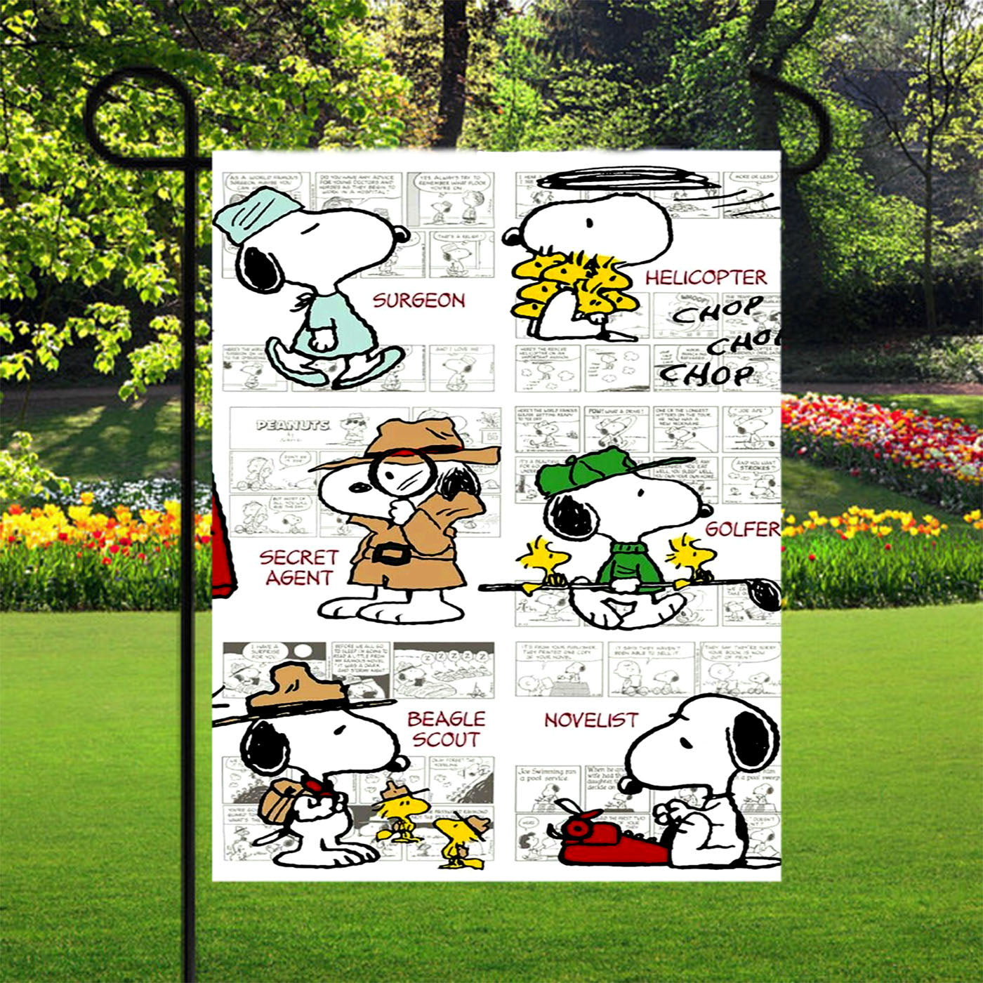 Snoopy Many Faces Comics Garden Flags Yard Outdoor Lawn 12 X 18