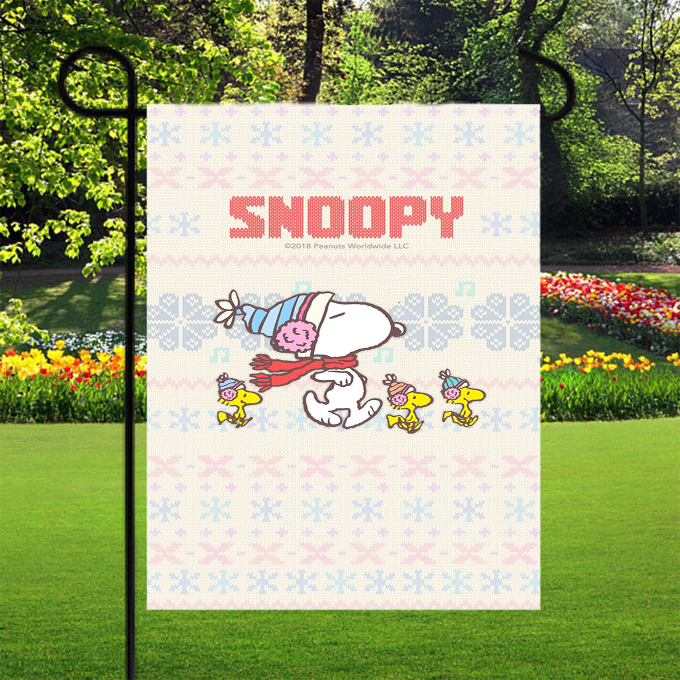 Snoopy'S Winter Clothes Garden Flags Yard Outdoor Lawn 12 X 18