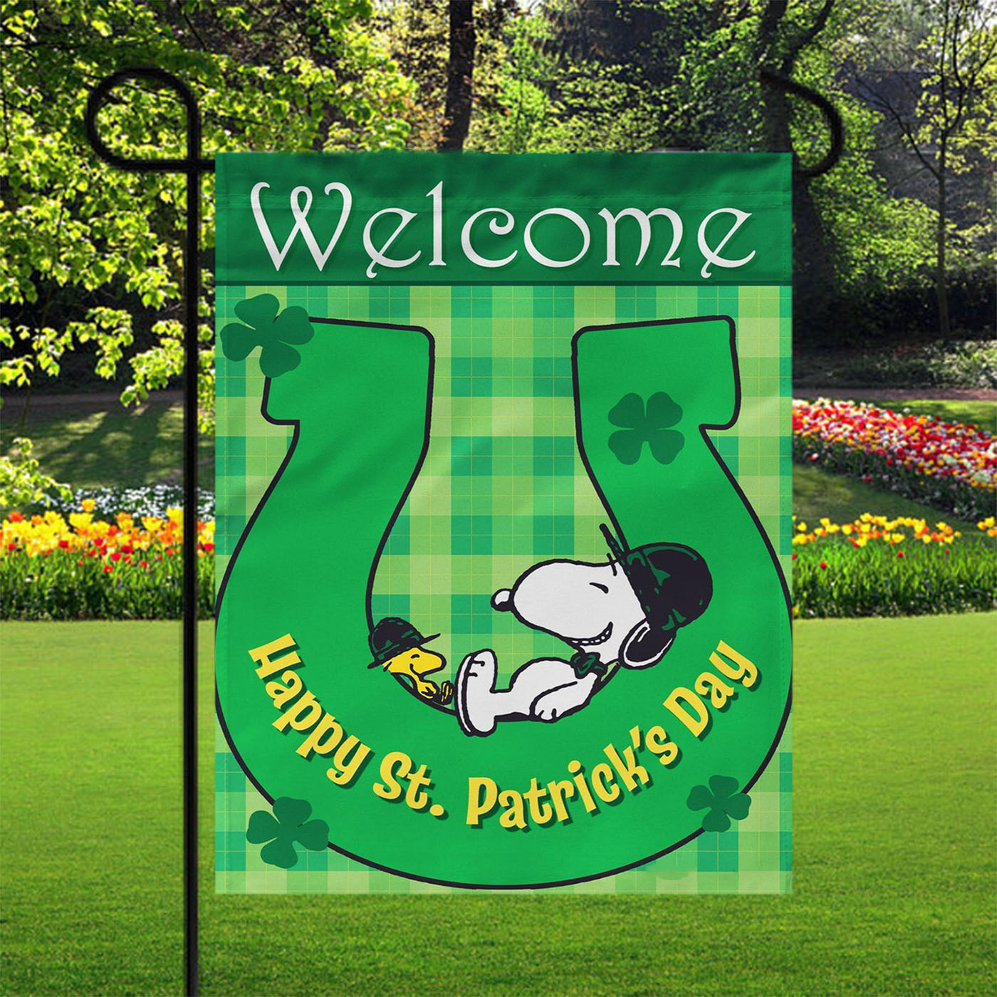 St Patricks Day Snoopy Garden Flags Yard Outdoor Lawn 12 X 18
