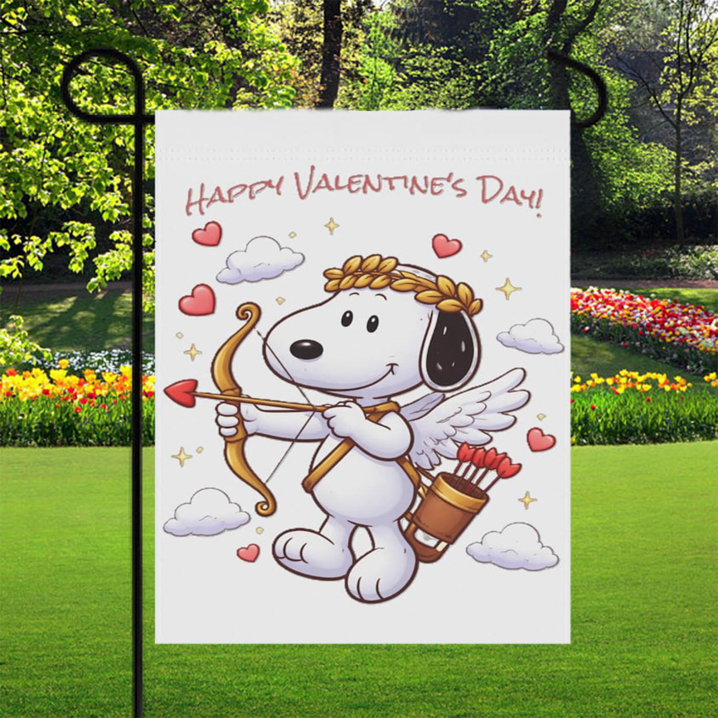 Valentine Cupid Snoopy Garden Flags Yard Outdoor Lawn 12 X 18