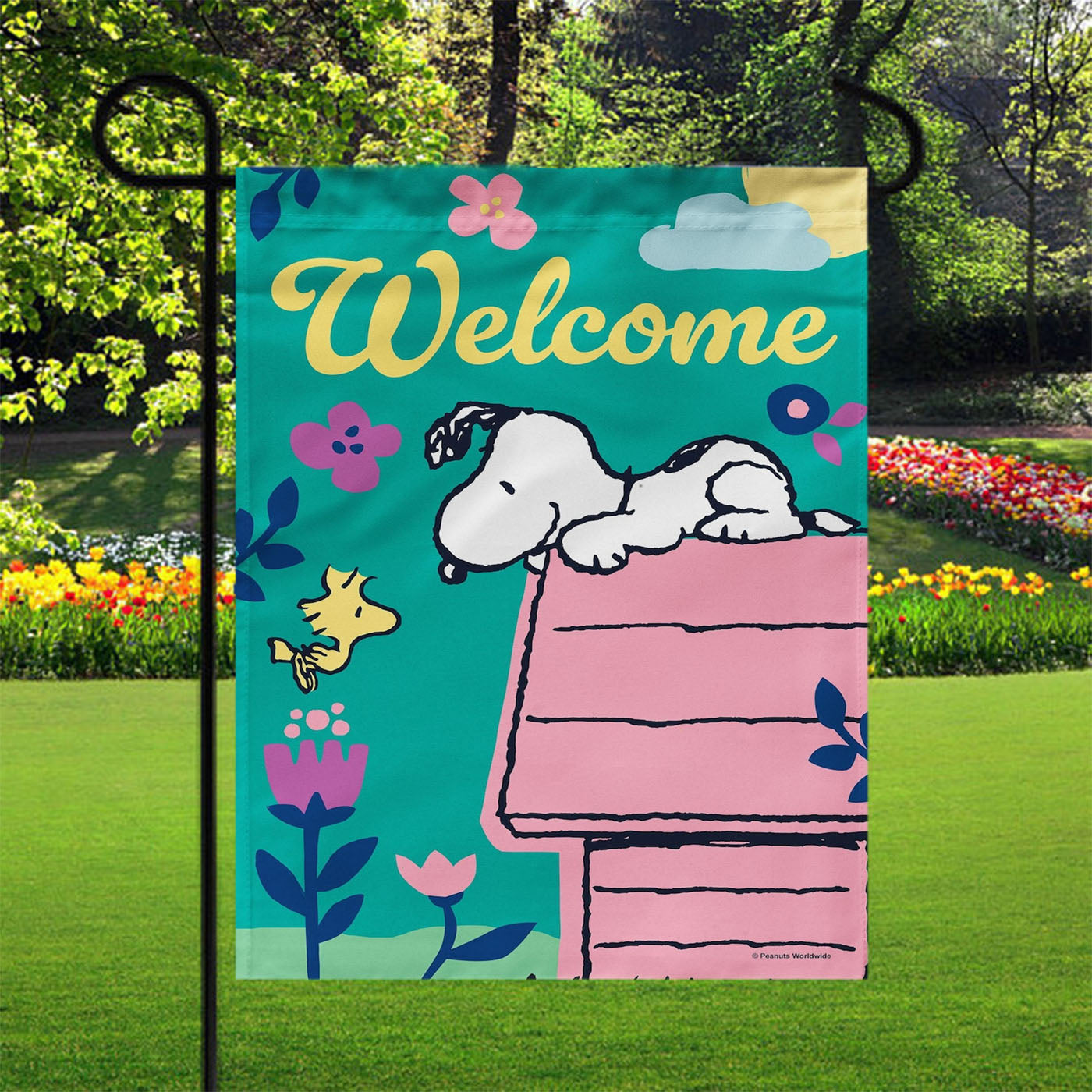 Welcome Spring Snoopy Garden Flags Yard Outdoor Lawn 12 X 18