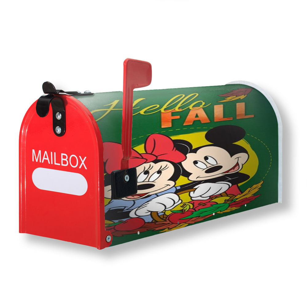 Hello Fall Mickey Minnie Magnetic Mailbox Cover - 18.0" X 21.0"