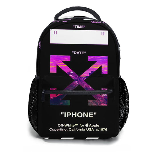 Aesthetic California Black Off White Arrow School Backpacks