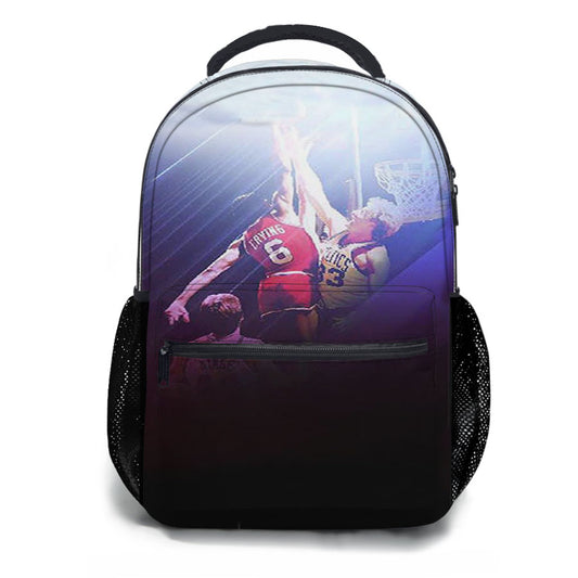 76Ers Dunk Over Larry Bird Widescreen School Backpacks