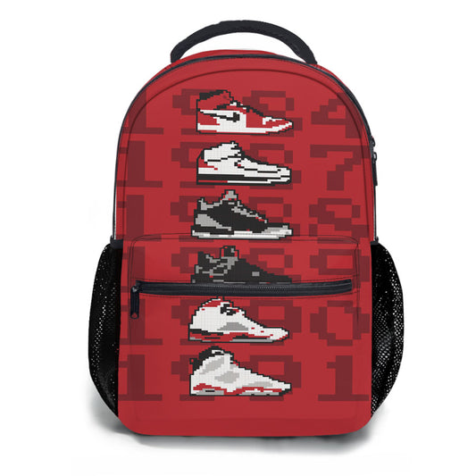 Jordan Sneaker Collection 8 Bit Style School Backpacks