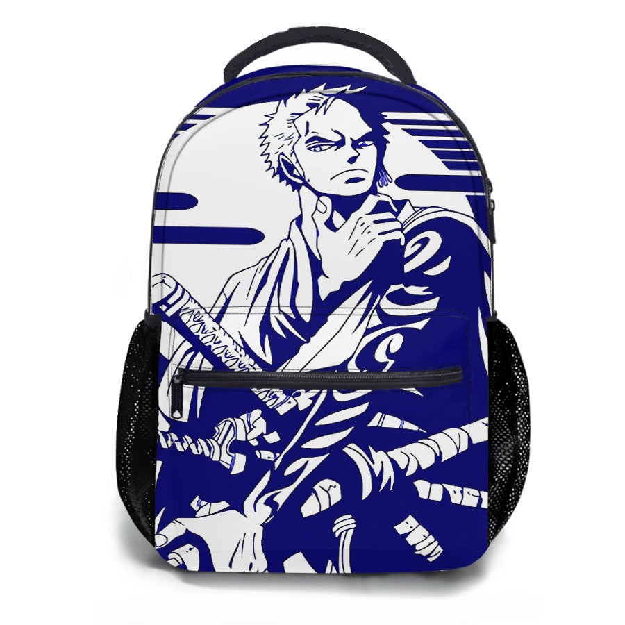 Zoro One Piece Blue Silhouette School Backpacks