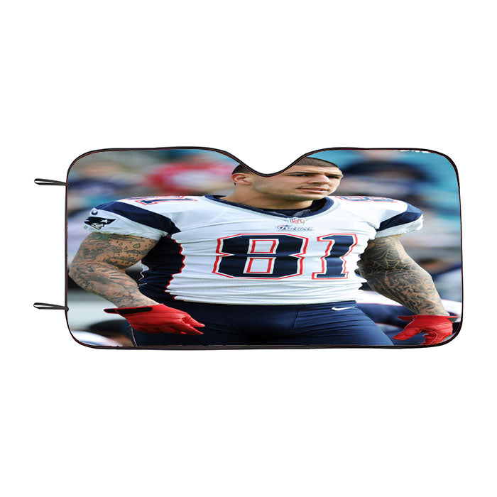 Aaron Hernandez Car Auto Sun Shade Windshield Cover