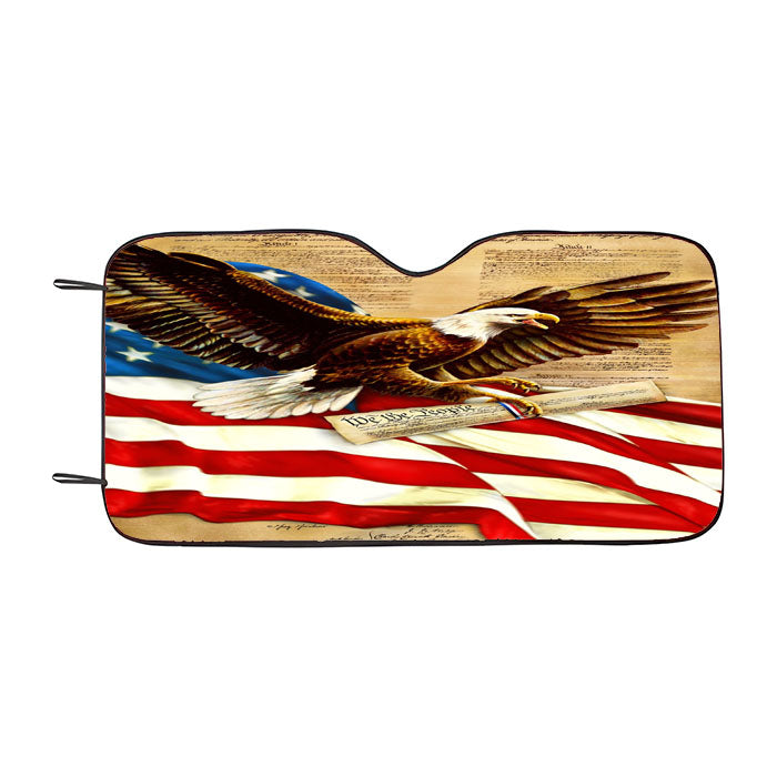 American Flag Eagle Car Auto Sun Shade Windshield Cover