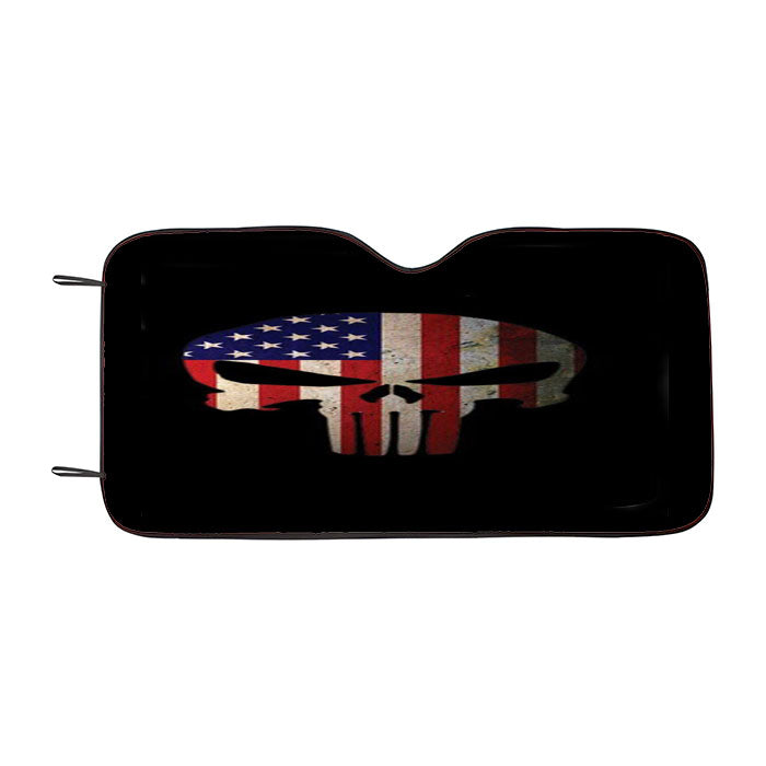 American Flag Punisher Skull Vintage Usa Cool Car Auto Sun Shade Windshield Cover