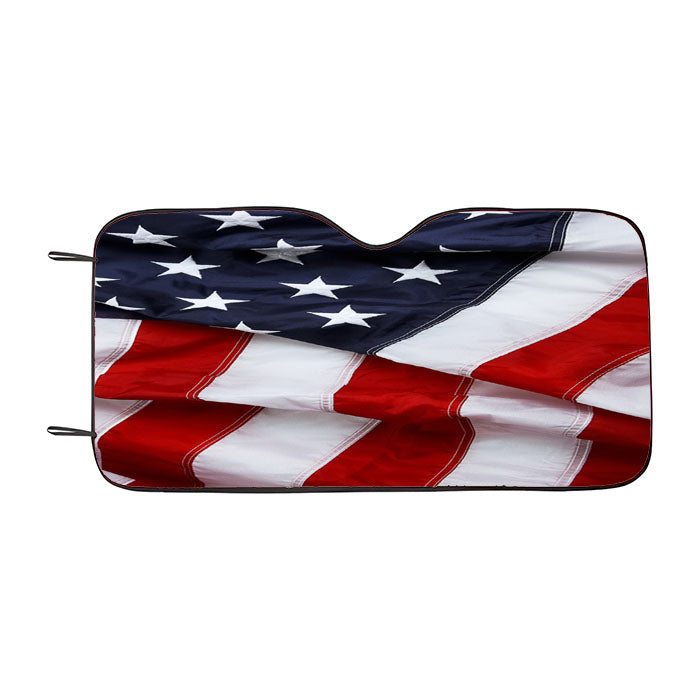 American Flag Ruffled Car Auto Sun Shade Windshield Cover