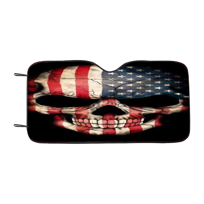 American Flag Skull Car Auto Sun Shade Windshield Cover