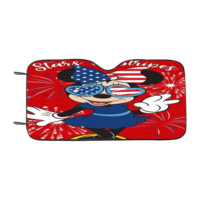 Americana Stars And Stripes Minnie Car Auto Sun Shade Windshield Cover