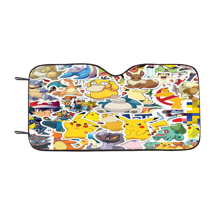 Ash R Team And Many Pokemon Sticker Car Auto Sun Shade Windshield Cover