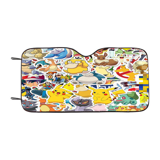 Ash R Team And Many Pokemon Sticker Car Auto Sun Shade Windshield Cover