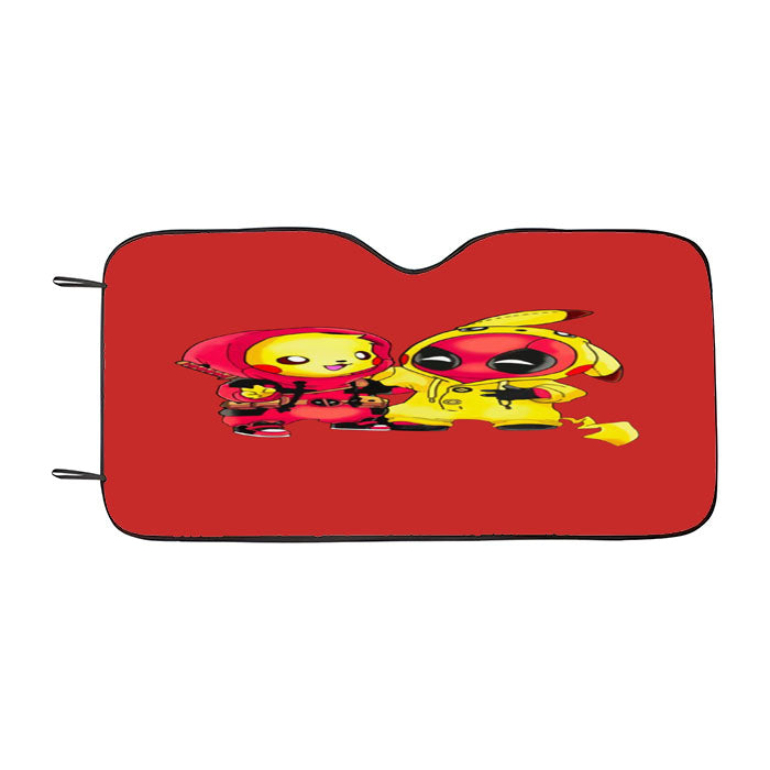Baby Deadpool And Baby Pikachu Drawing Car Auto Sun Shade Windshield Cover