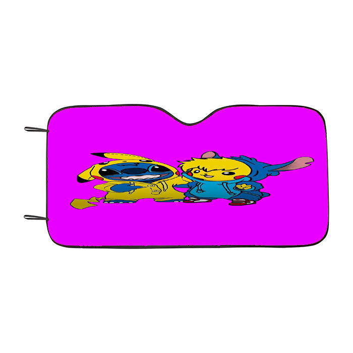 Baby Pikachu And Baby Stitch Car Auto Sun Shade Windshield Cover
