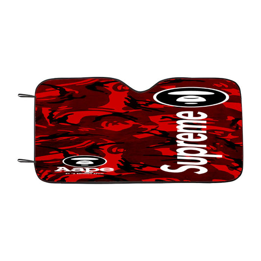 Bape Camo Shark Face Logo Red 2 Car Auto Sun Shade Windshield Cover