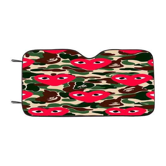 Bape X Comme Des Garcon Camo Car Auto Sun Shade Windshield Cover