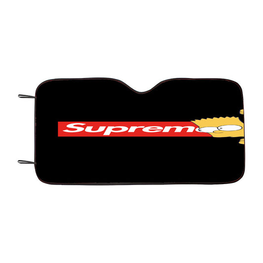 Bart Simpson Takes A Peek At The Supreme Car Auto Sun Shade Windshield Cover