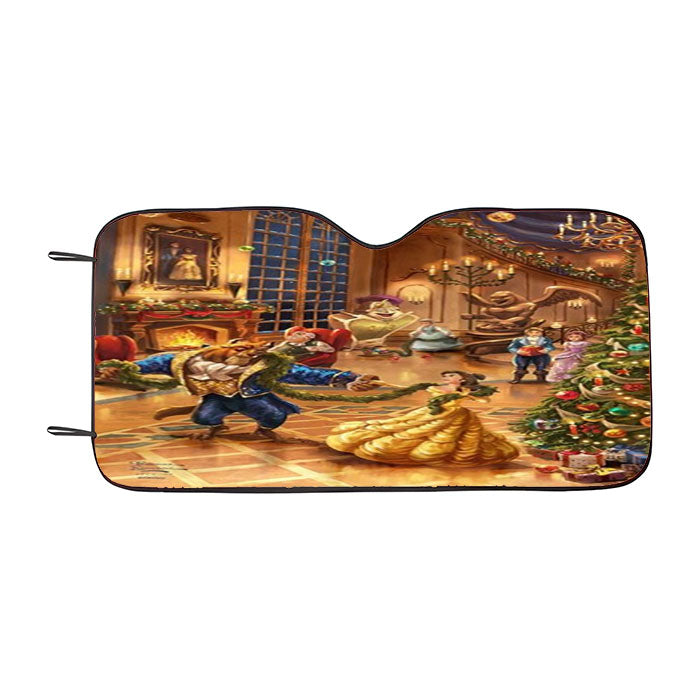 Beauty And The Beast Christmas Celebration Car Auto Sun Shade Windshield Cover