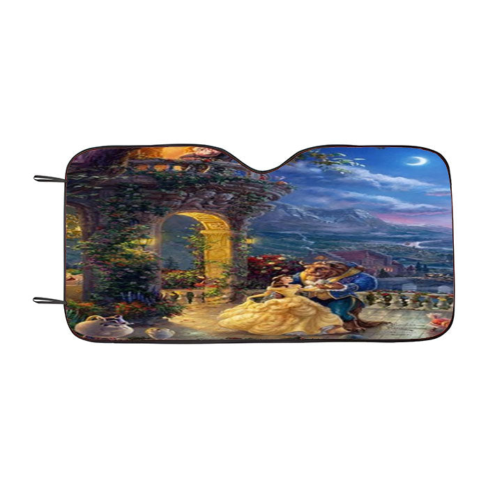 Beauty And The Beast Dancing In The Moonlinght Car Auto Sun Shade Windshield Cover