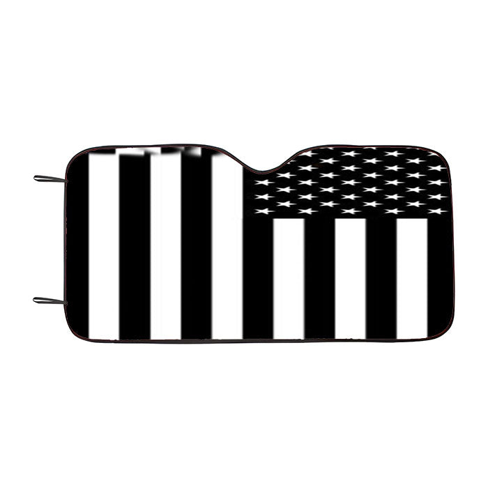 Black & White American Flag Car Auto Sun Shade Windshield Cover
