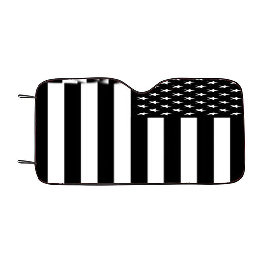Black & White American Flag Car Auto Sun Shade Windshield Cover