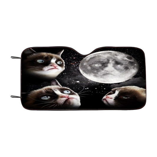 Black Grumpy Cat Like A Moon 3 Car Auto Sun Shade Windshield Cover