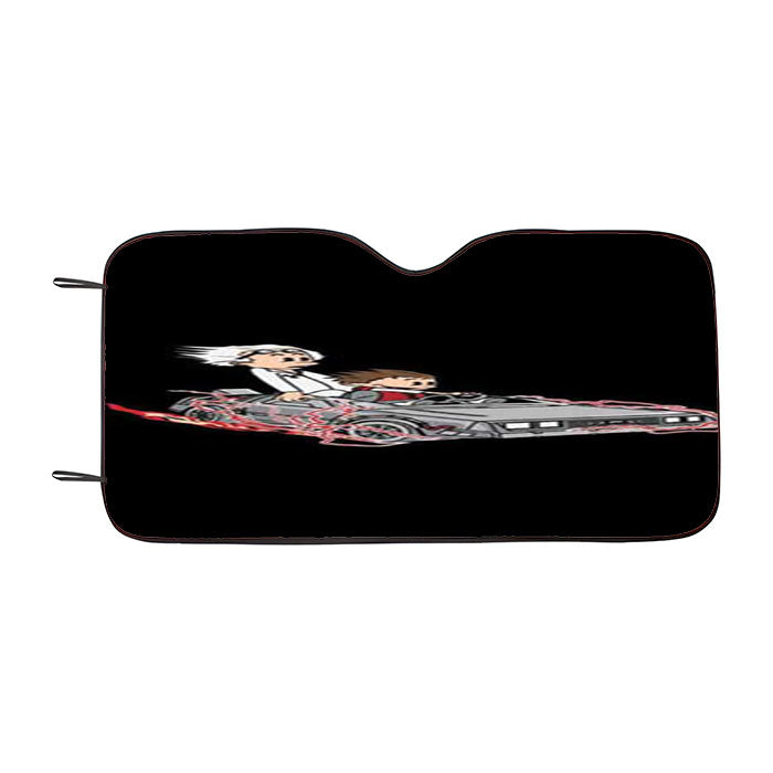 Calvin And Hobbes Back To The Future Car Auto Sun Shade Windshield Cover