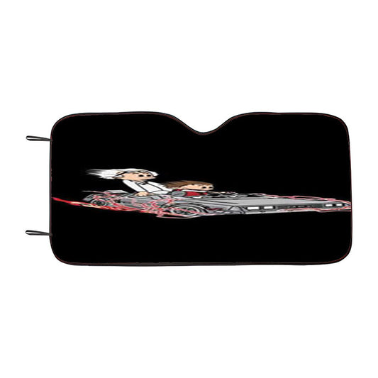 Calvin And Hobbes Back To The Future Car Auto Sun Shade Windshield Cover