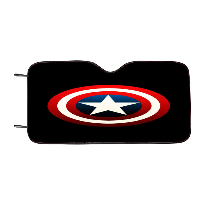 Captain America Shield Logo Black Car Auto Sun Shade Windshield Cover
