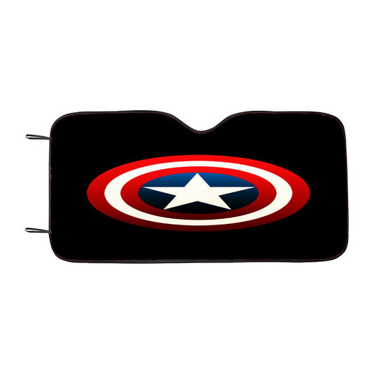 Captain America Shield Logo Black Car Auto Sun Shade Windshield Cover