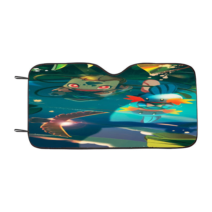 Cute Pokemon Bulbasaur And Mudkip Car Auto Sun Shade Windshield Cover