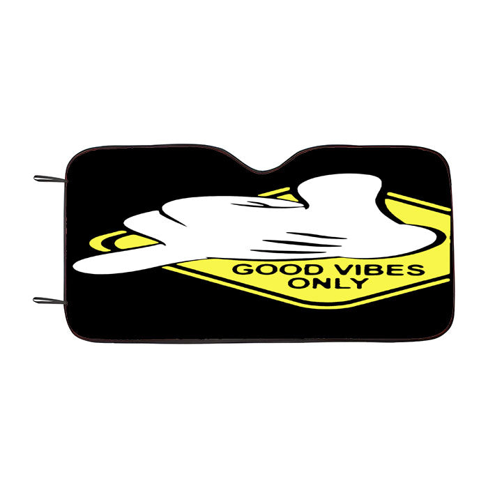 Disney Cartoon Mickey Hand Funny Quote Good Vibes Car Auto Sun Shade Windshield Cover