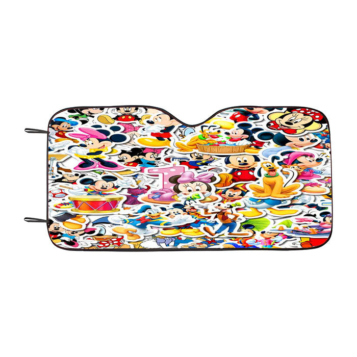Disney Old Cartoon Mickey Minnie Mouse Donald Duck Pluto Goofy Car Auto Sun Shade Windshield Cover