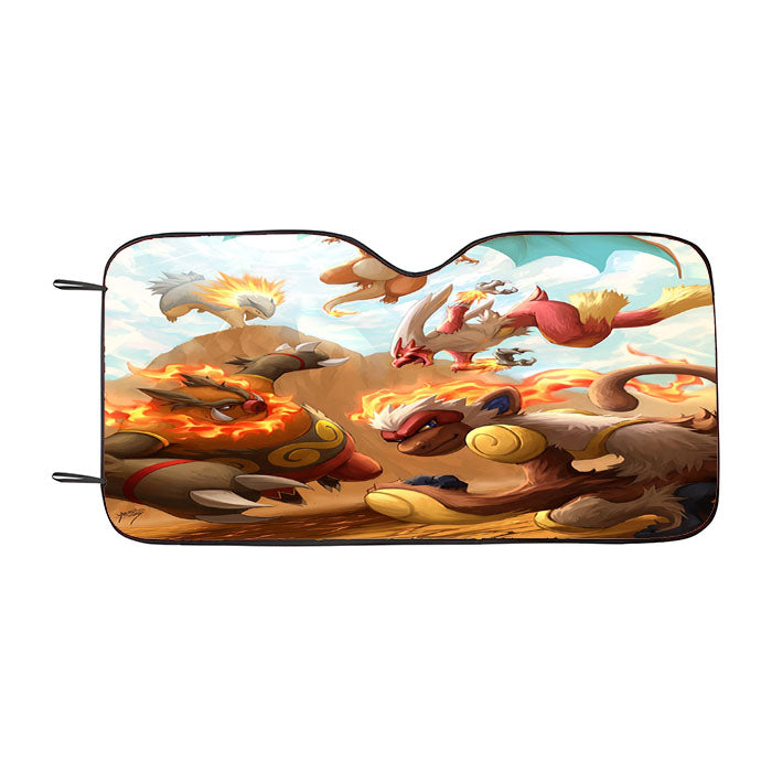Fire Blast Pokemon Art Car Auto Sun Shade Windshield Cover