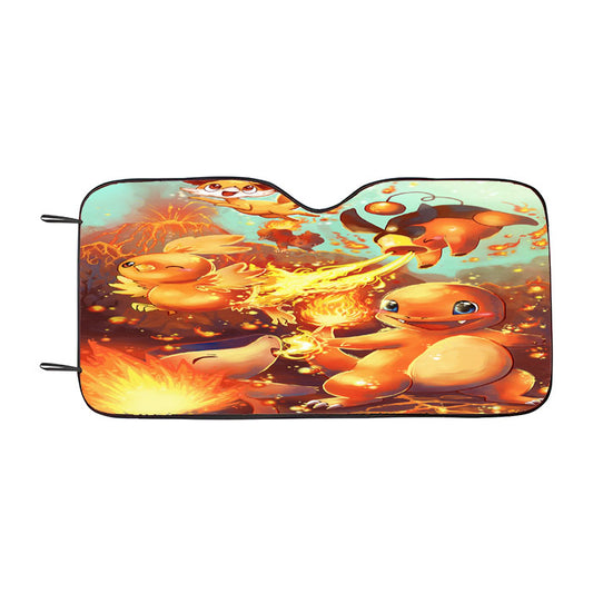 Fire Starters Pokemon Car Auto Sun Shade Windshield Cover