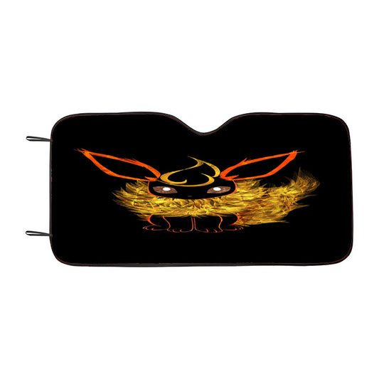 Flareon Eevee Pokemon Line Art On Black Car Auto Sun Shade Windshield Cover