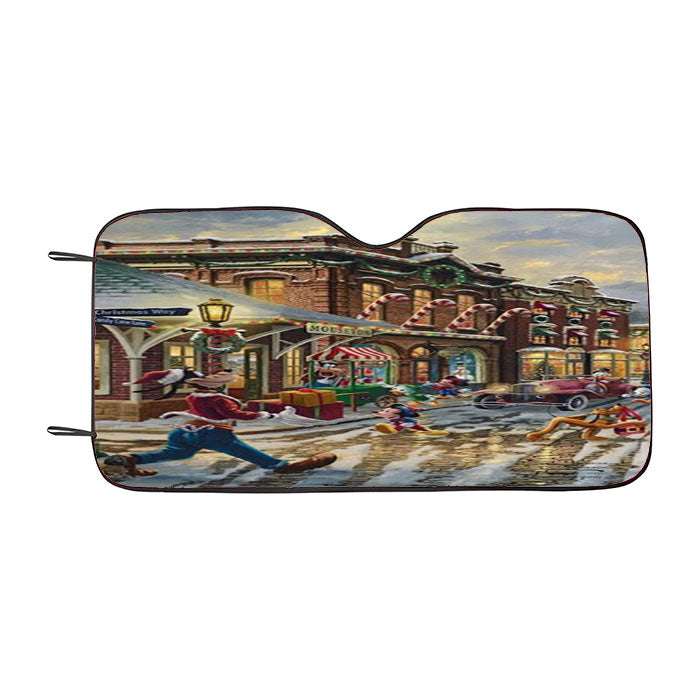 Goofy And Pluto Candy Cane Express Car Auto Sun Shade Windshield Cover