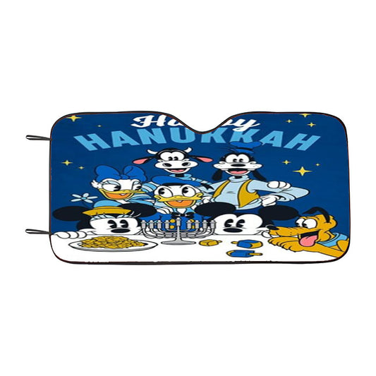 Happy Hanukkah Disney Gang Car Auto Sun Shade Windshield Cover