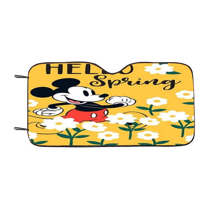Hello Spring Daisies Mickey Mouse Car Auto Sun Shade Windshield Cover